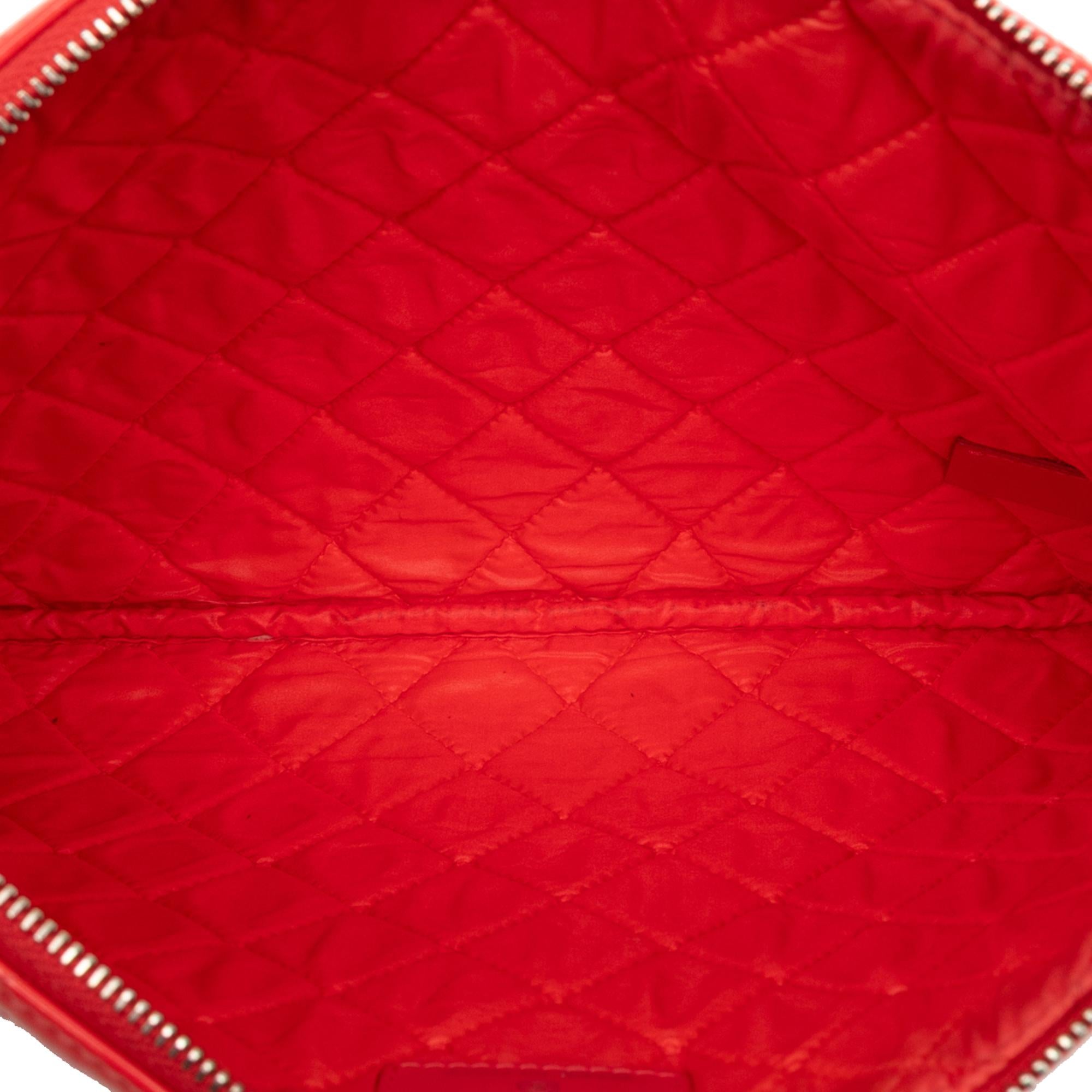 Chanel Red Medium Patent Quilted Cosmetic Case
