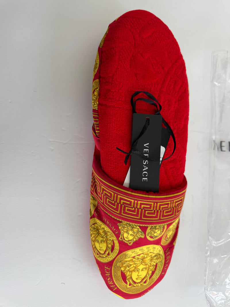 Versace Red Medusa Print Slippers