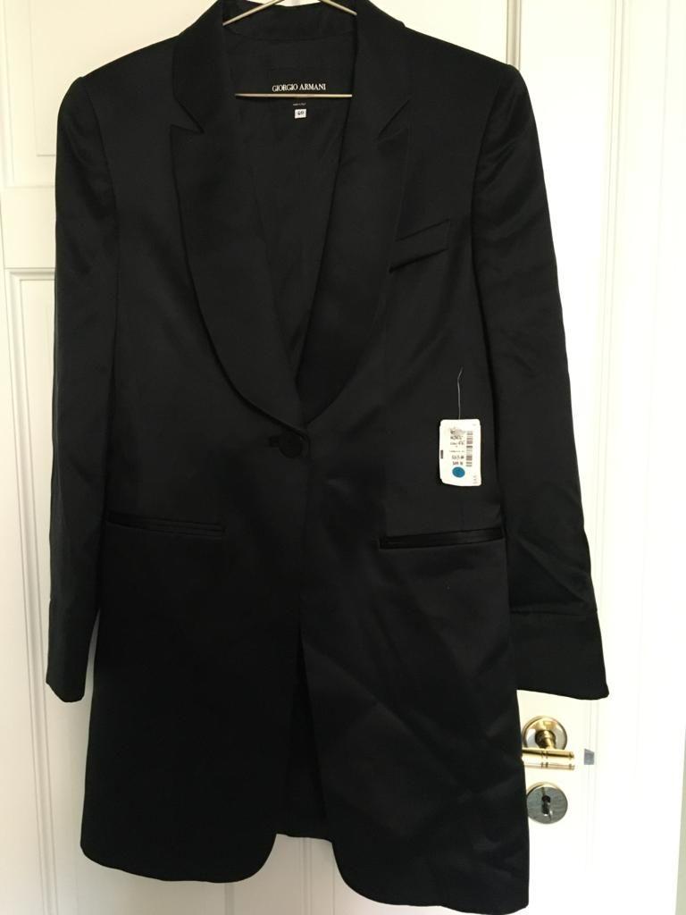 Black silk longline tuxedo jacket