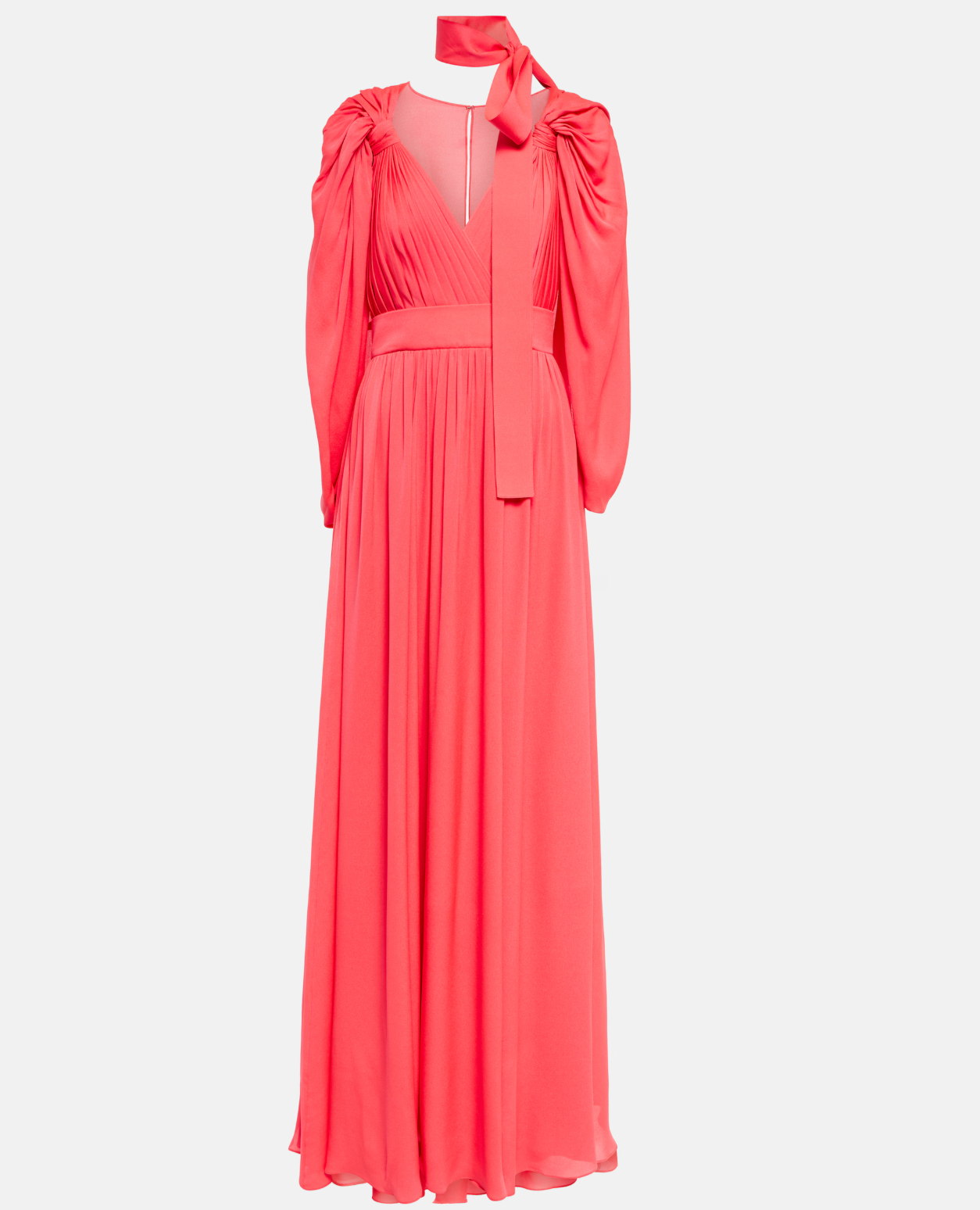 Elie Saab Pleated Silk Chiffon Gown