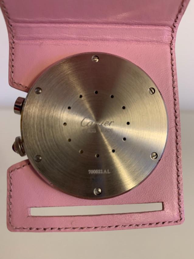 Cartier Pink Leather Pasha Travel Clock
