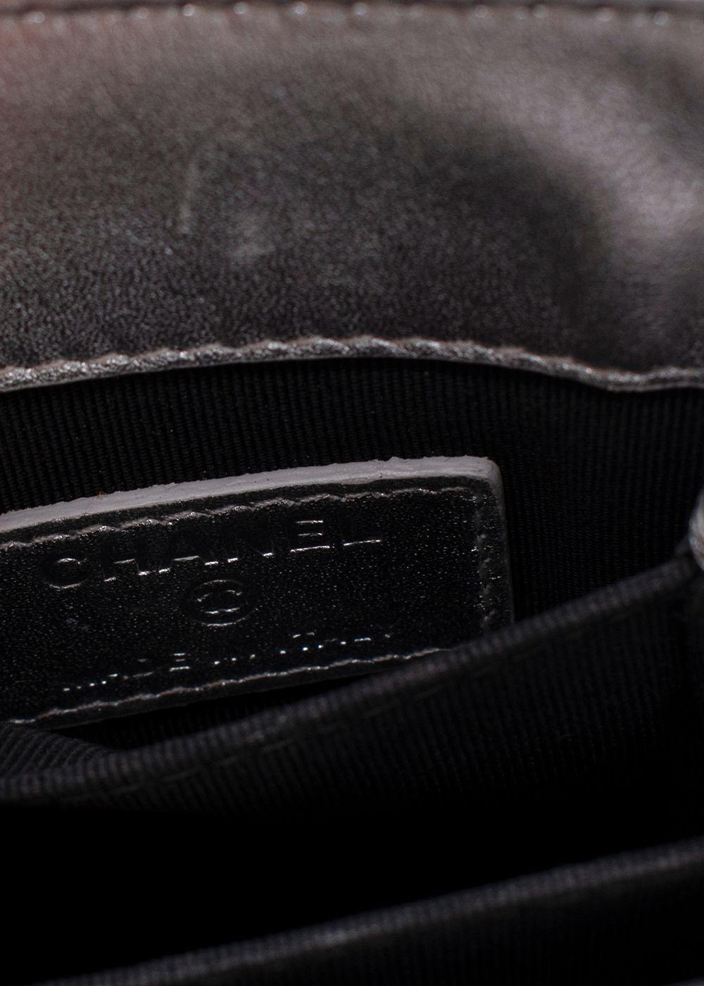 Chanel Silver Patent Leather Crossbody CC Phone Bag