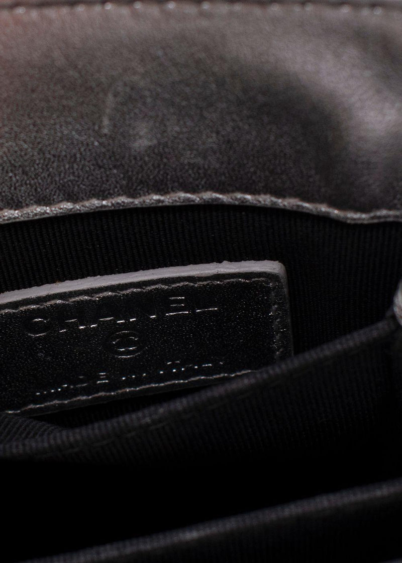 Chanel Silver Patent Leather Crossbody CC Phone Bag