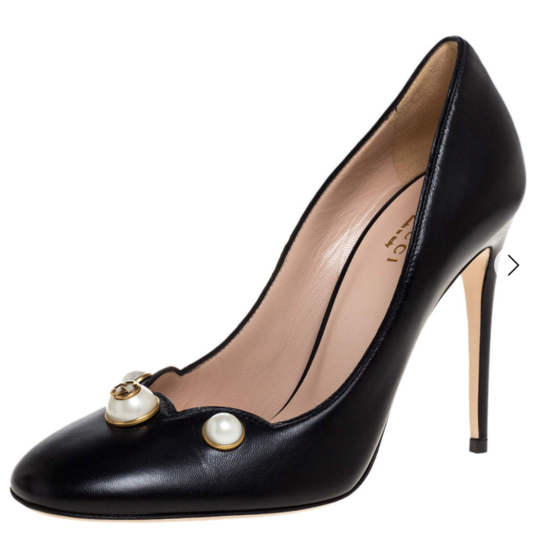 Gucci Embellished Black Leather Pumps