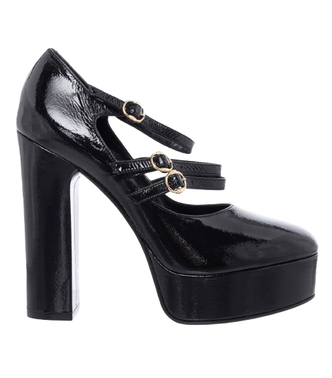 Celine Black Patent Platform Mary Jane Pumps