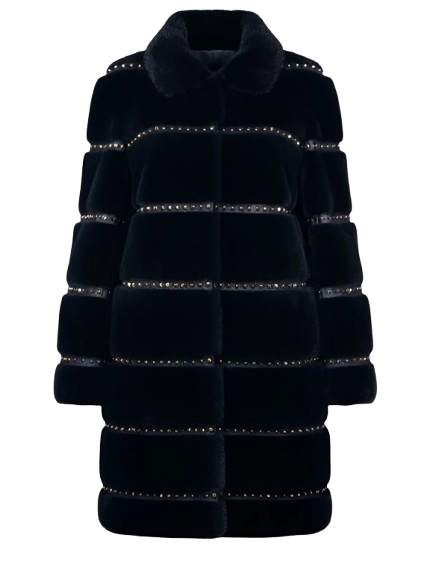 Valentino Black Crystal Embelleshed Mink Jacket