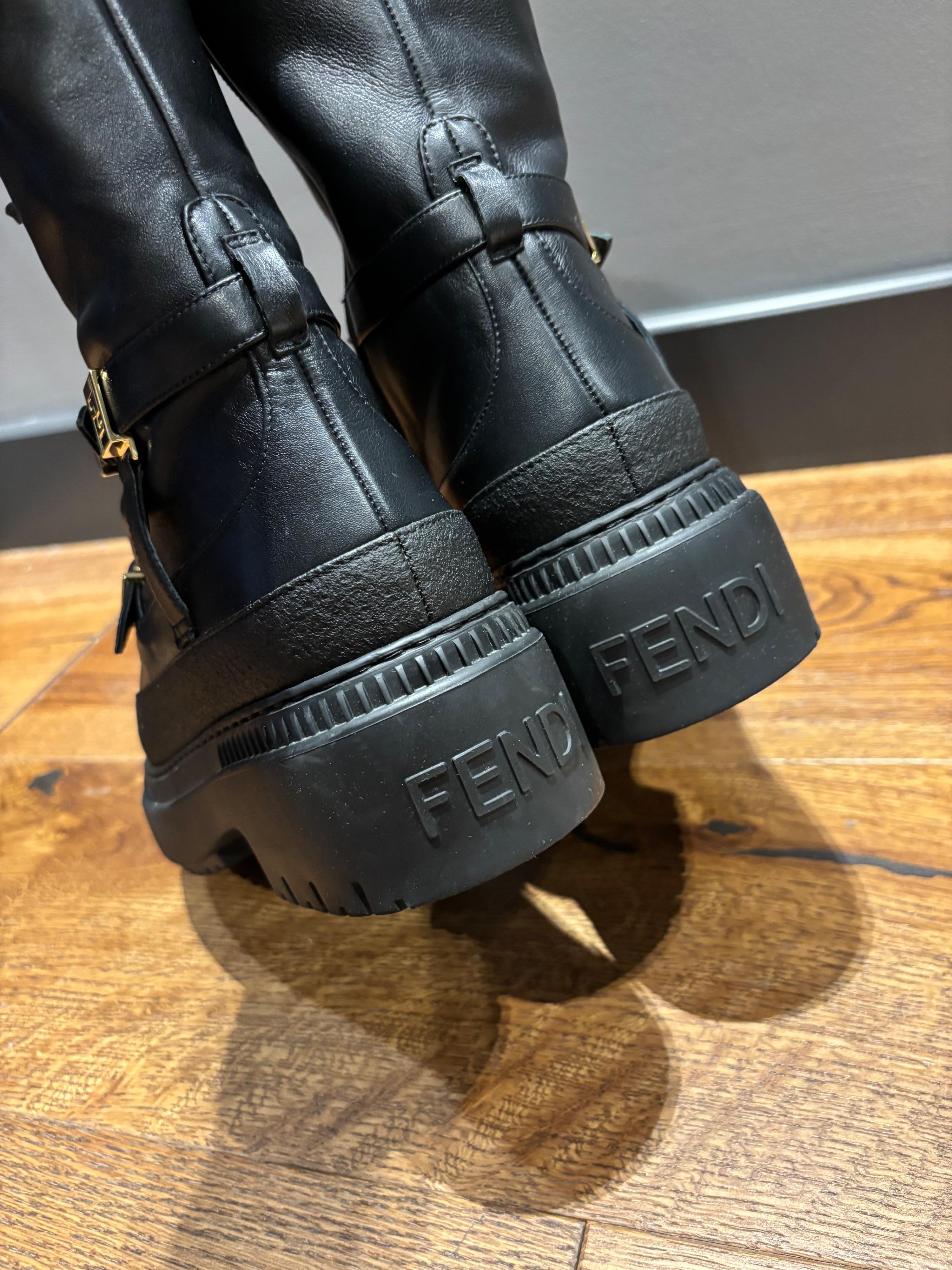 Fendi Black Delfina Combat Boots