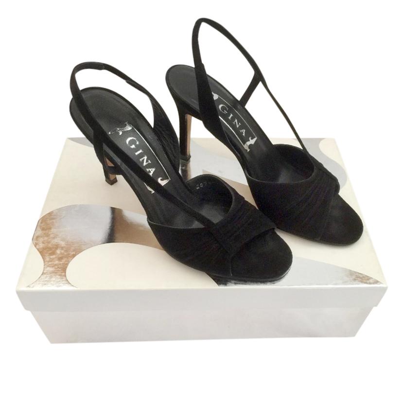 Gina Black Suede Serena Slingback Sandals