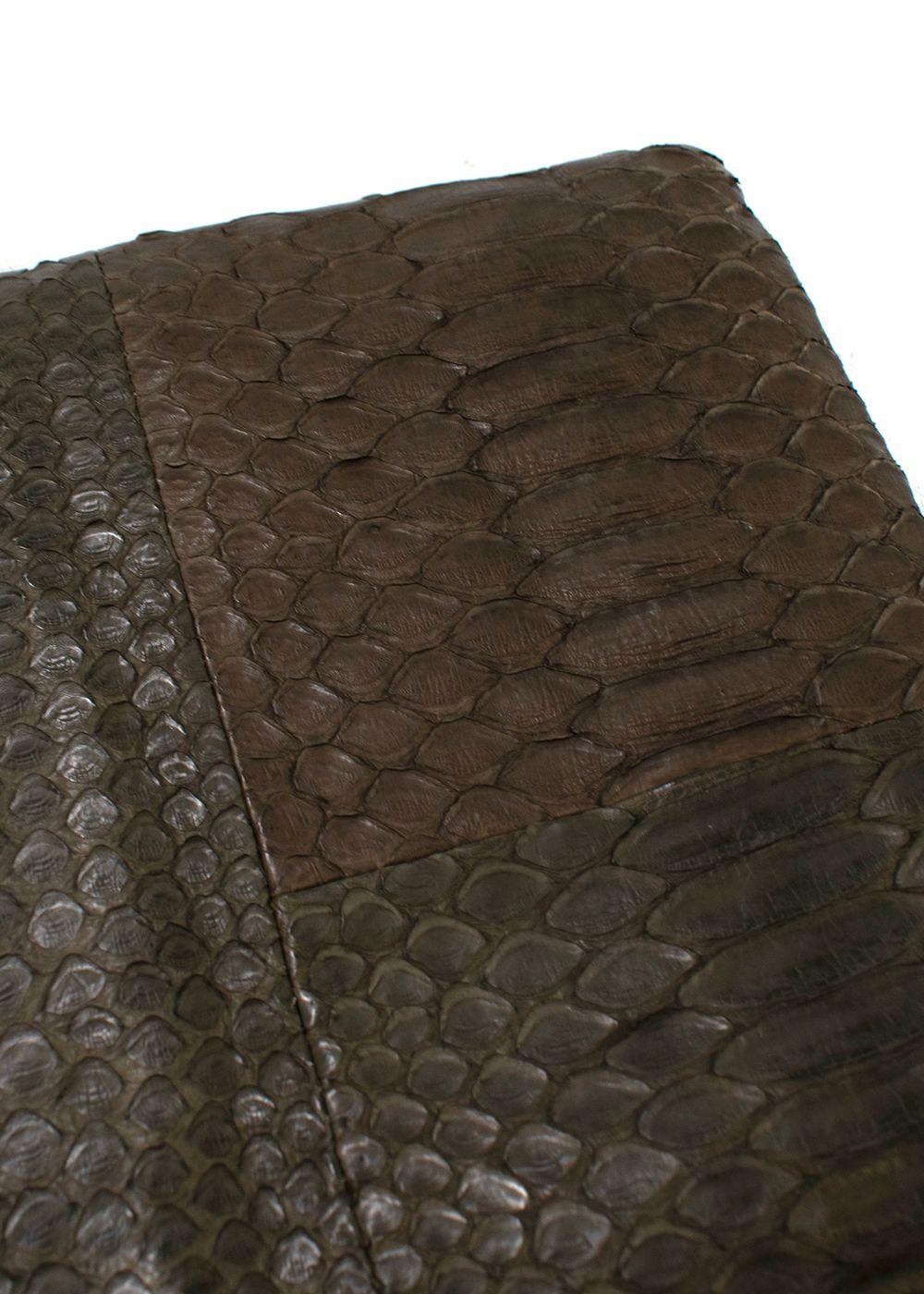 Johnny Ramli Khaki Snakeskin Clutch