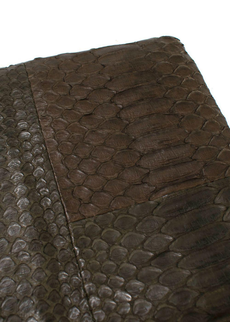 Johnny Ramli Khaki Snakeskin Clutch