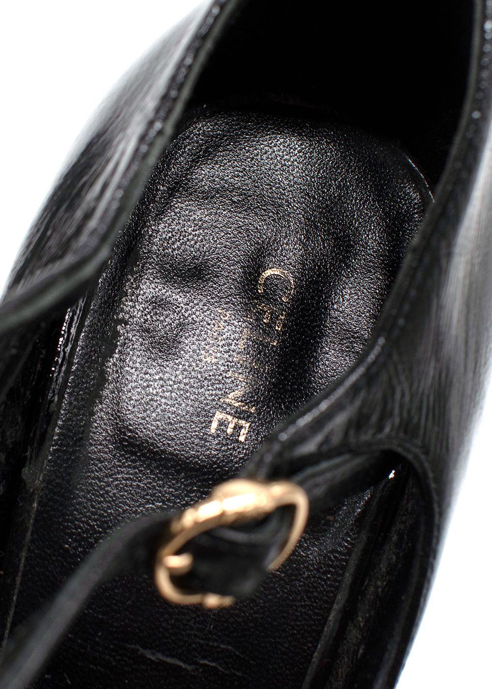 Celine Black Patent Platform Mary Jane Pumps