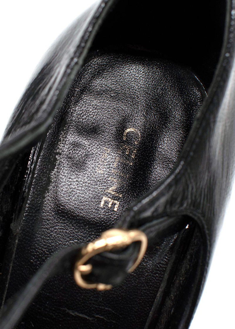 Celine Black Patent Platform Mary Jane Pumps