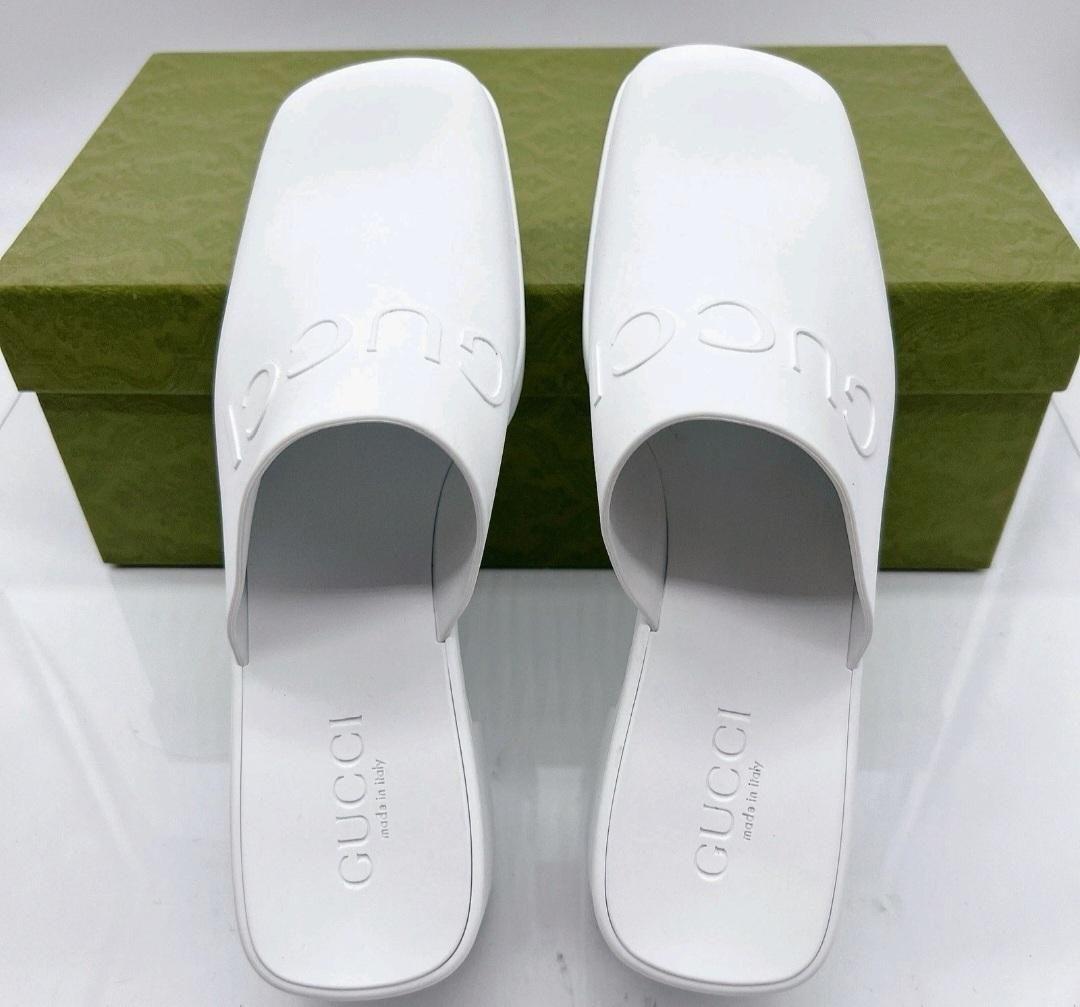 Gucci White Rubber Mules