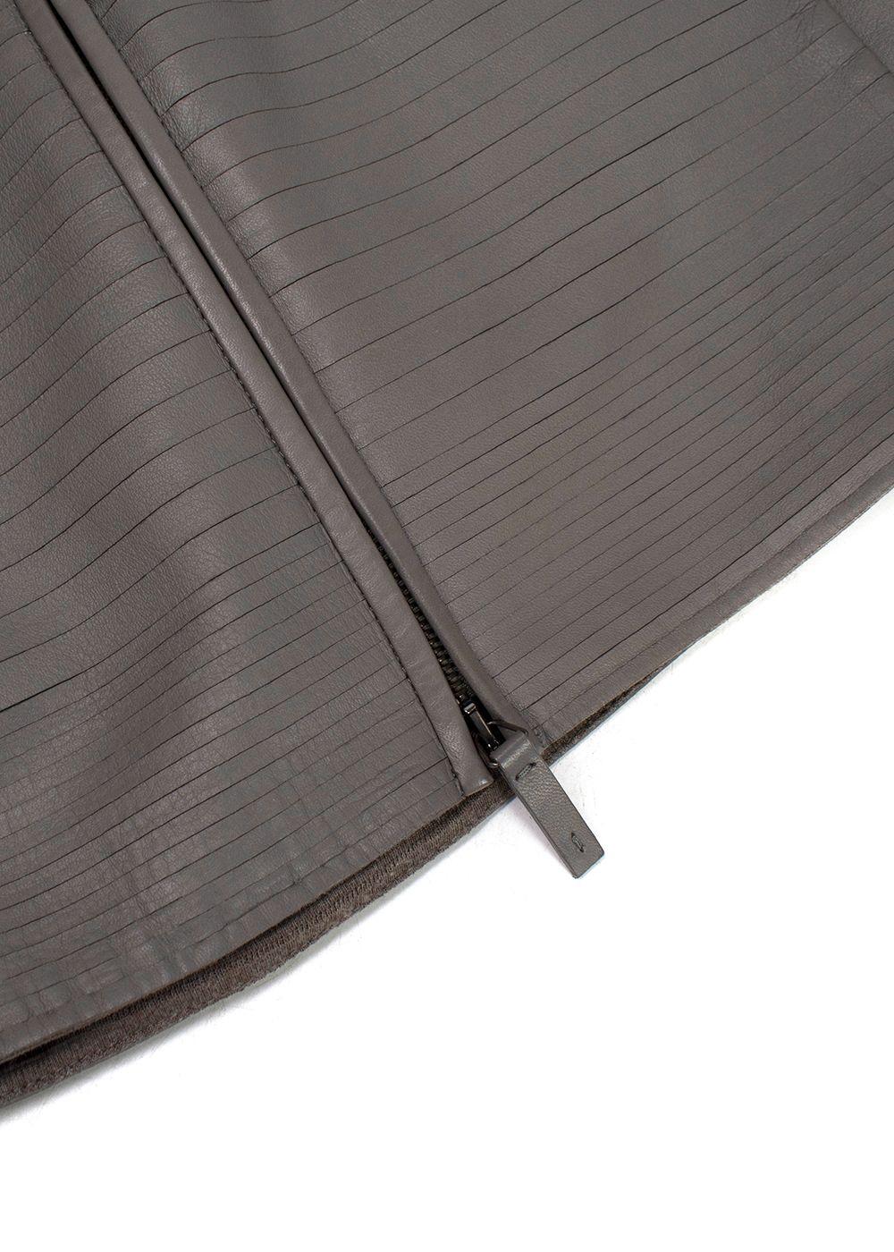 Armani Collezioni Grey Pleated Leather Jacket