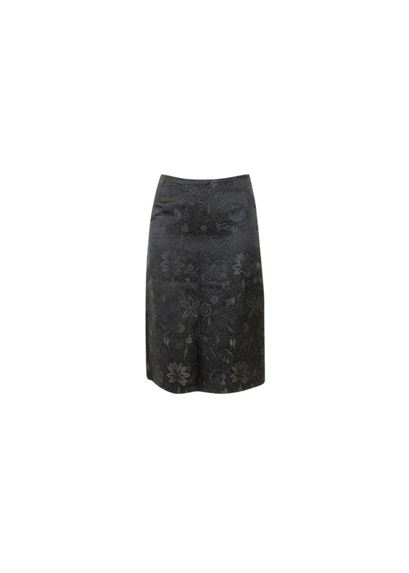 black floral embroidered skirt