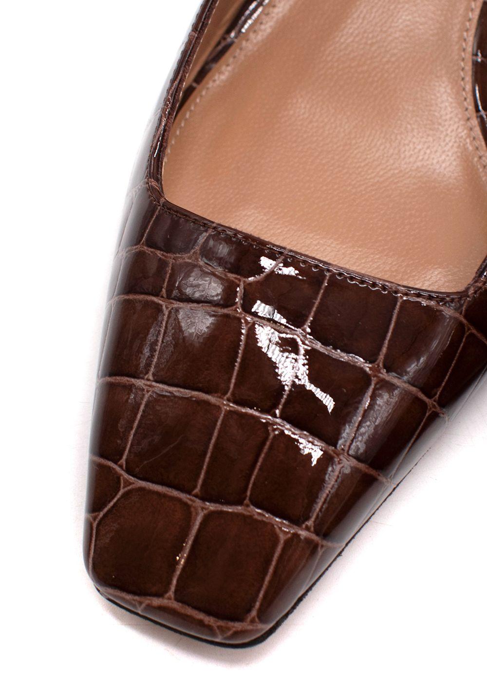 Aquazurra Ginza 35 Croc-Effect Slingback Pumps