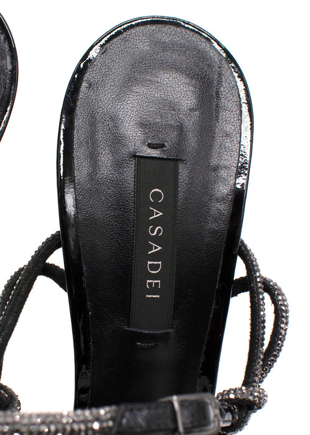 Casadei Black Flora C+C 160mm Patent Platforms