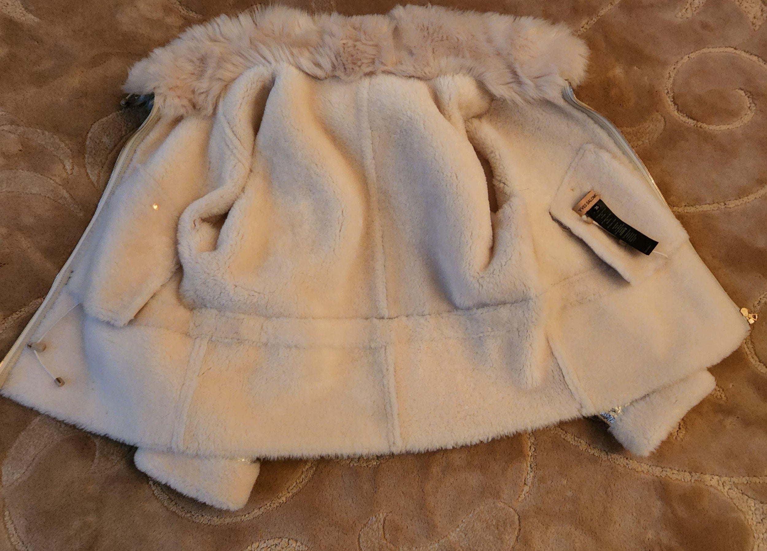 Yves Salomon Silver Metallic Lambskin Jacket
