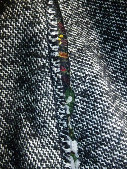 Floral Trimmed Tweed Skirt