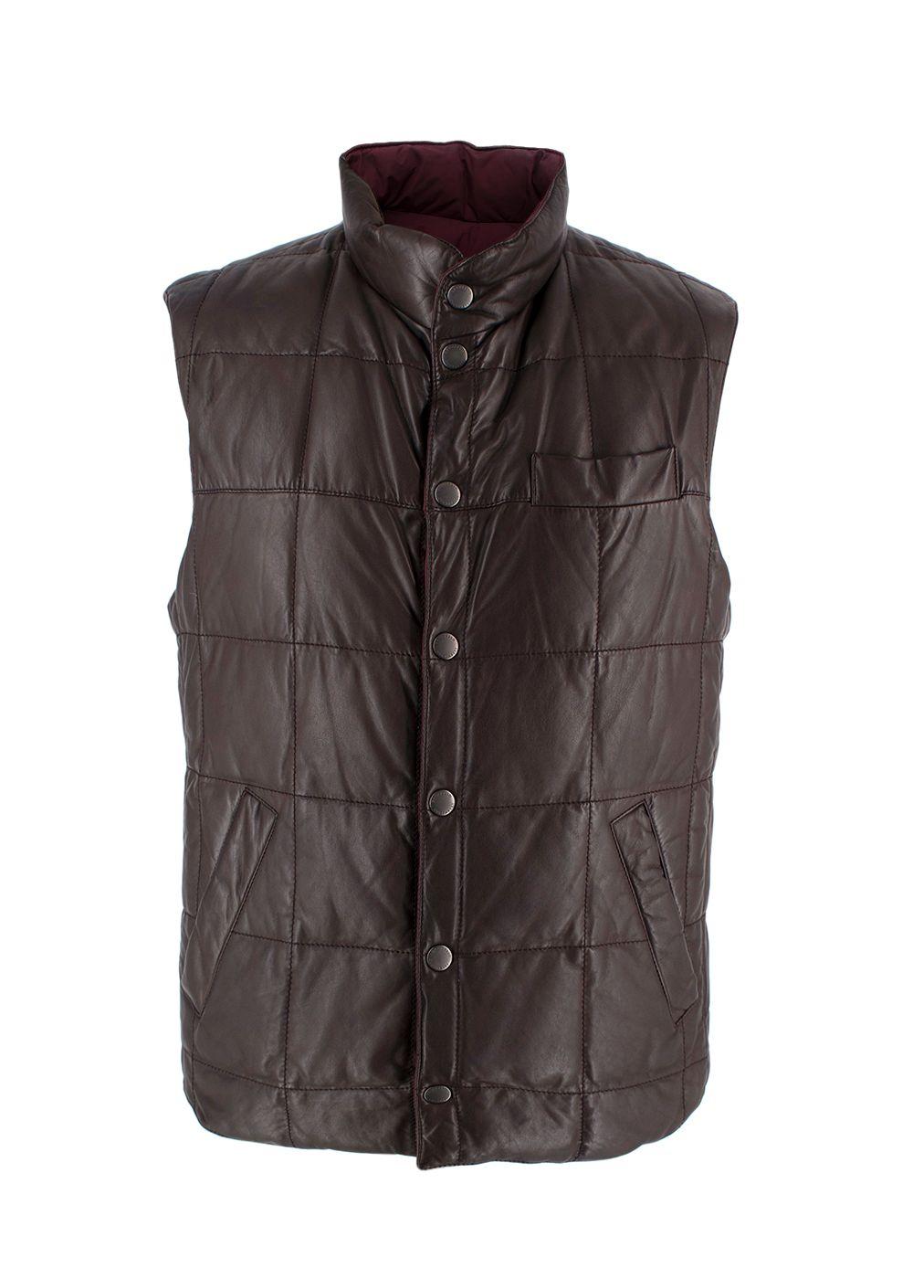 Brunello Cucinelli Brown And Burgundy Reversible Gilet