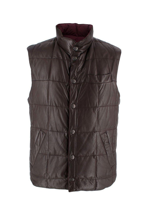 Brunello Cucinelli Brown And Burgundy Reversible Gilet