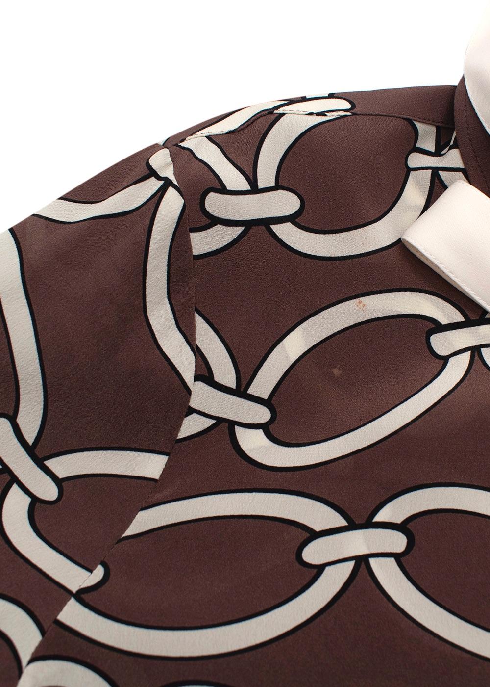 Valentino Brown Chain Print Silk Shirt