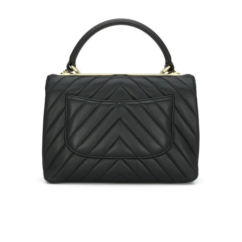 Chanel Black Chevron Small Trendy CC Top Handle Bag