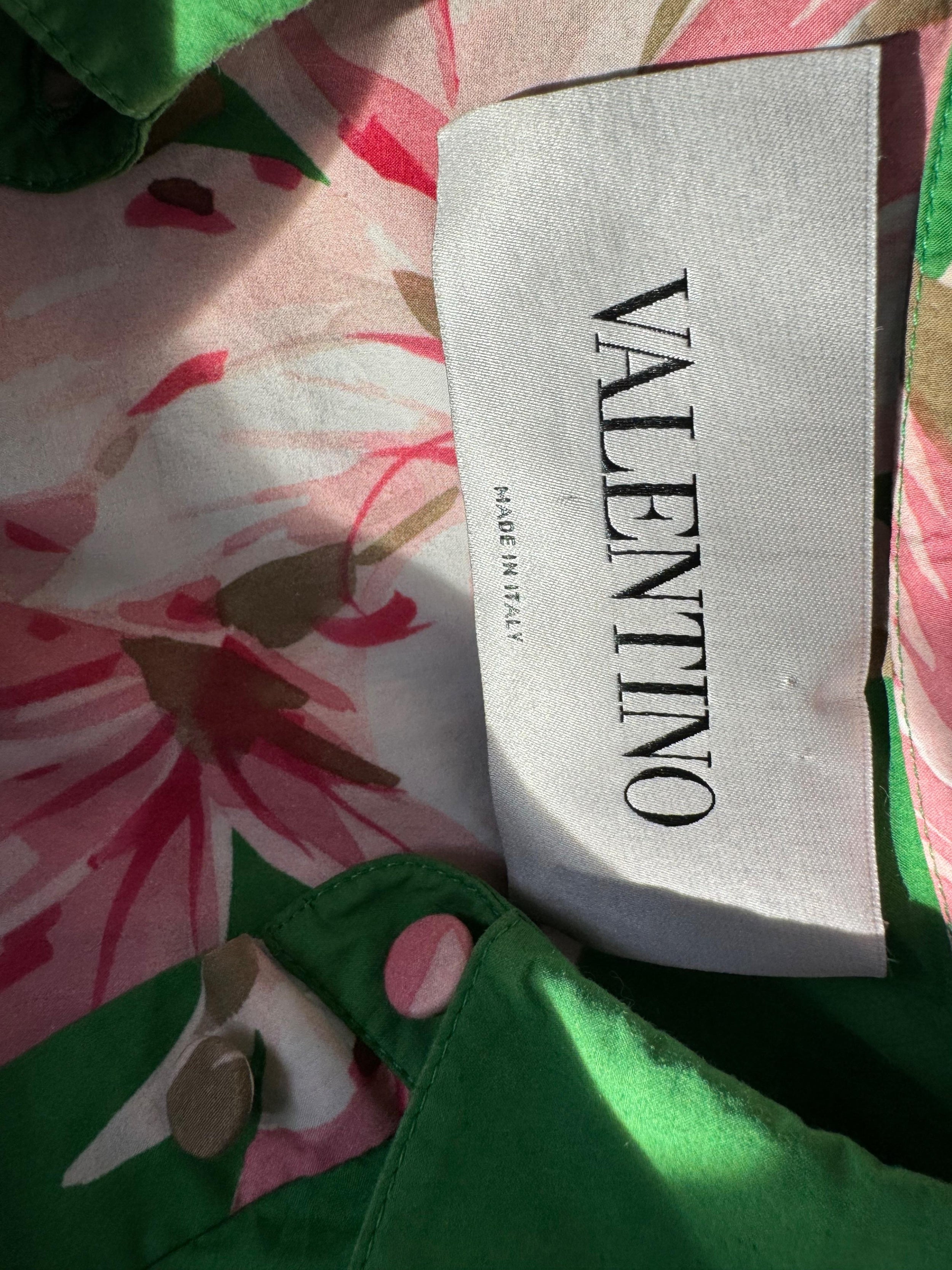 Valentino Green Floral Lilium Shirt Dress