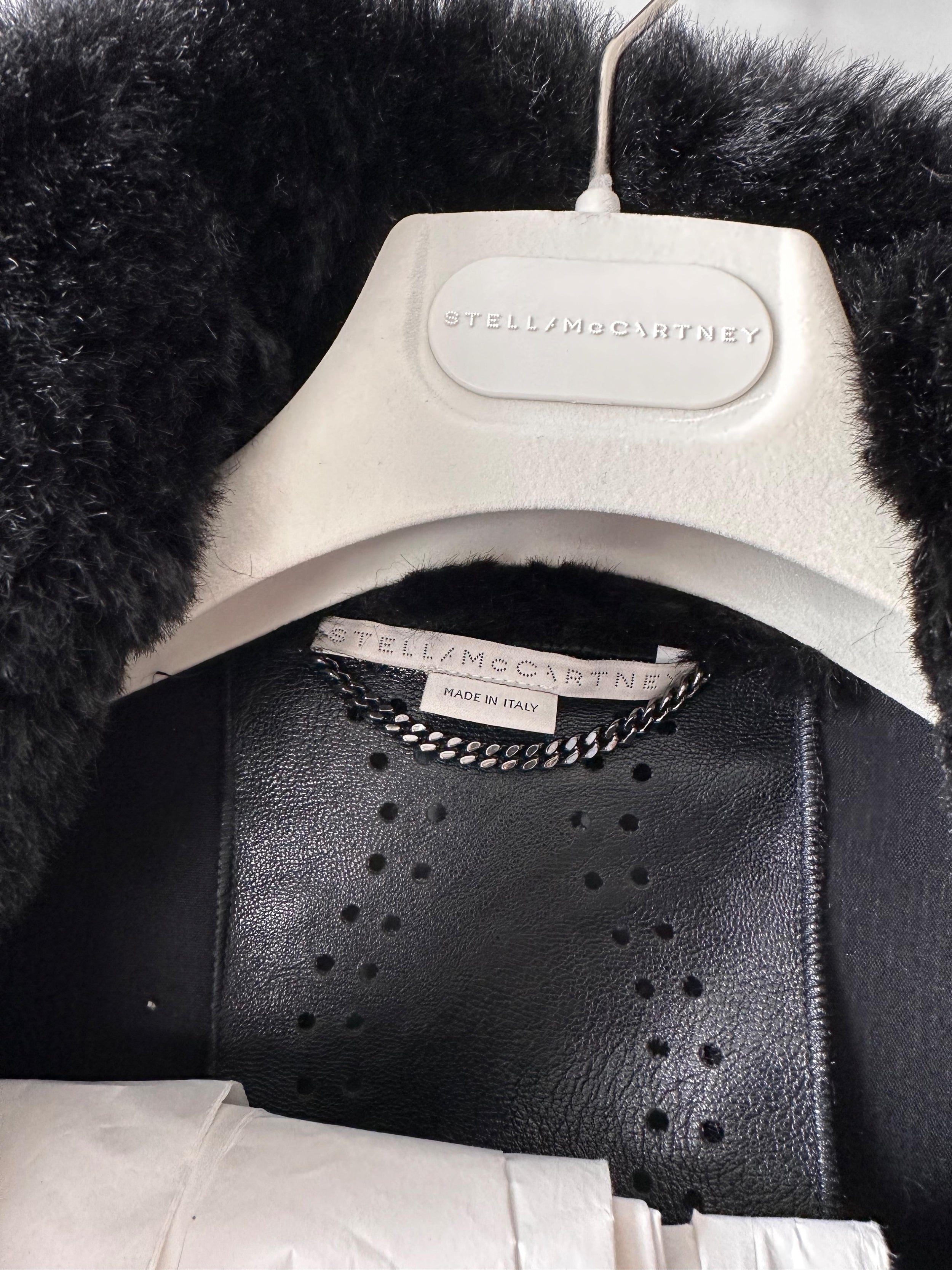 Stella McCartney Faux fur and Vegan Leather Longline Coat