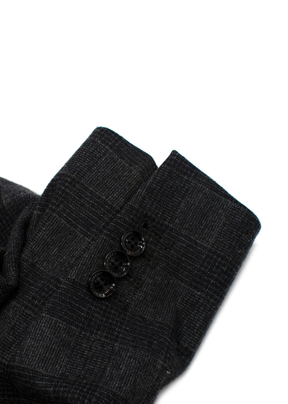 Pretty Green Charcoal Double Breasted Checked Blazer