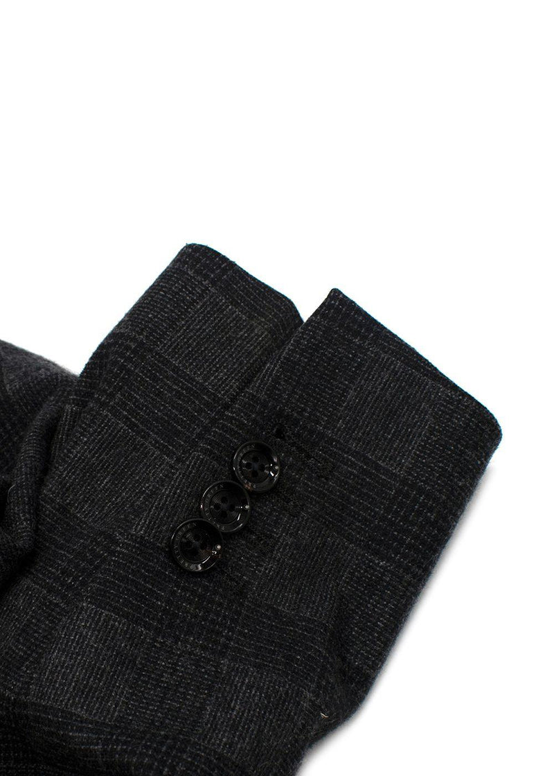 Pretty Green Charcoal Double Breasted Checked Blazer