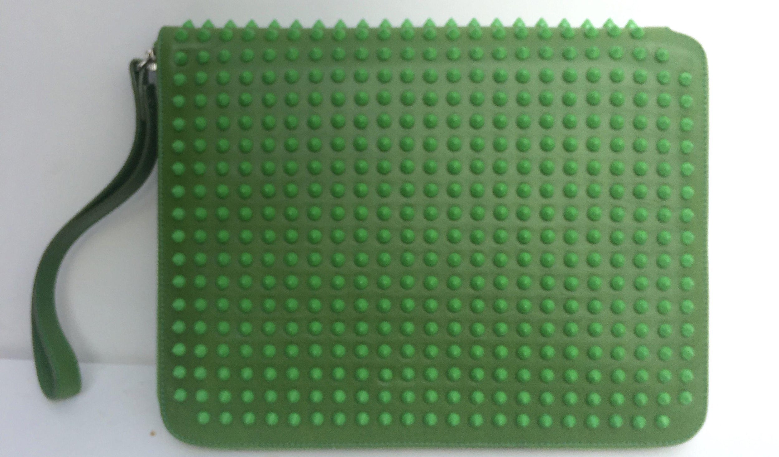 Christian Louboutin green cris case calf leather