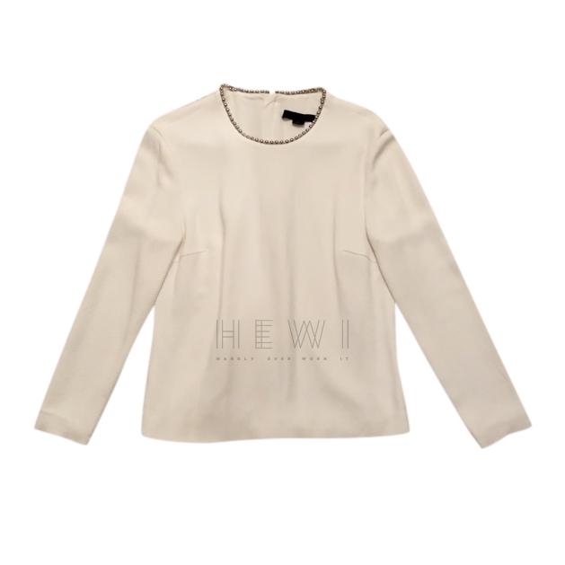 Alexander Wang Ecru Embellished Collar Top