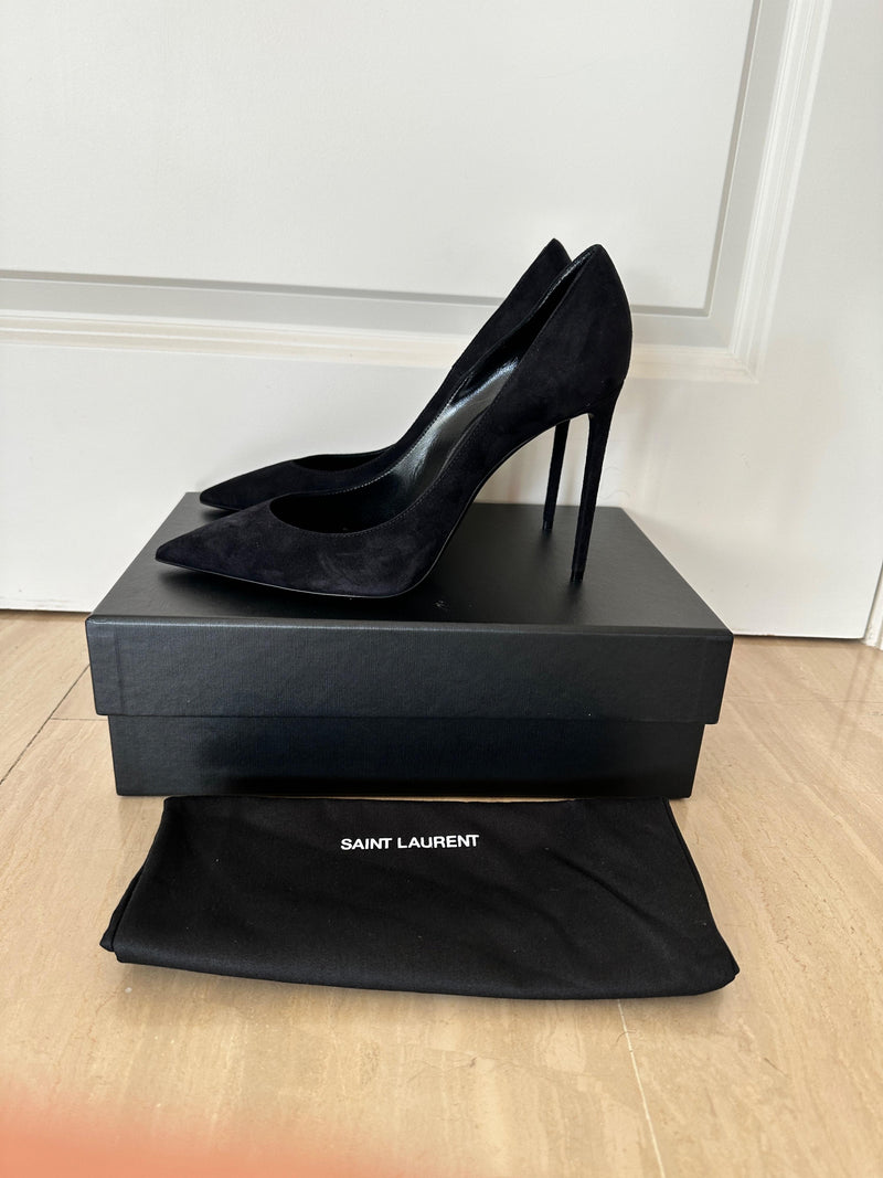 Saint Laurent Black Zoe Suede Stillettos