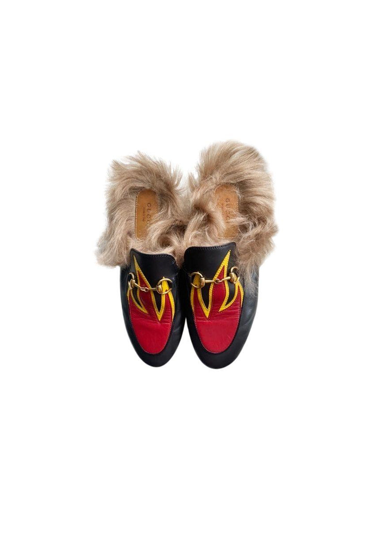 Black & red applique leather Princetown loafers