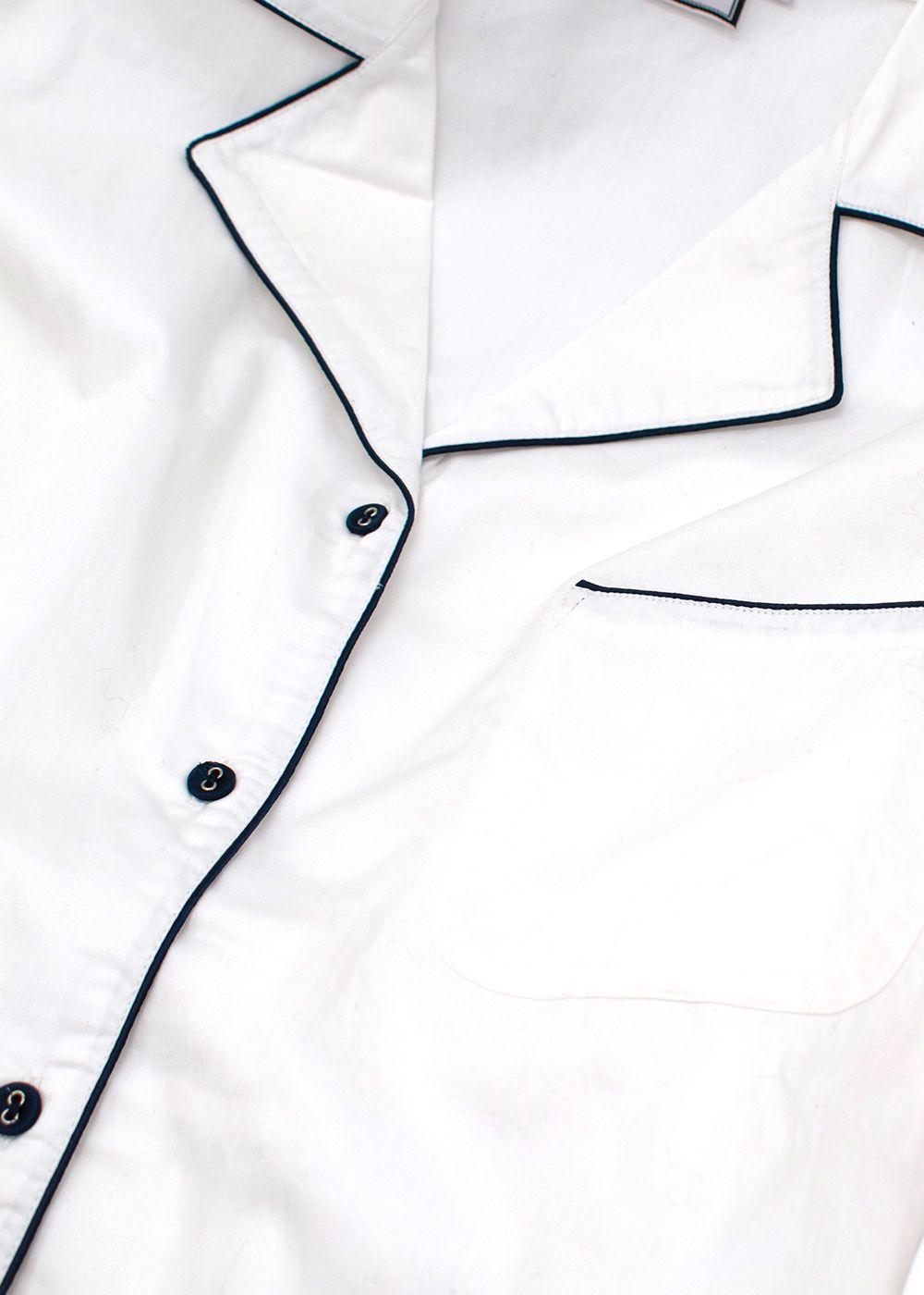 Poplin White Navy Trimmed Shirt