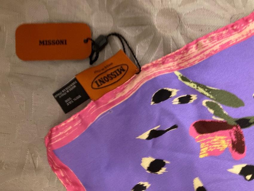 Missoni Purple Floral Print Silk Scarf 90