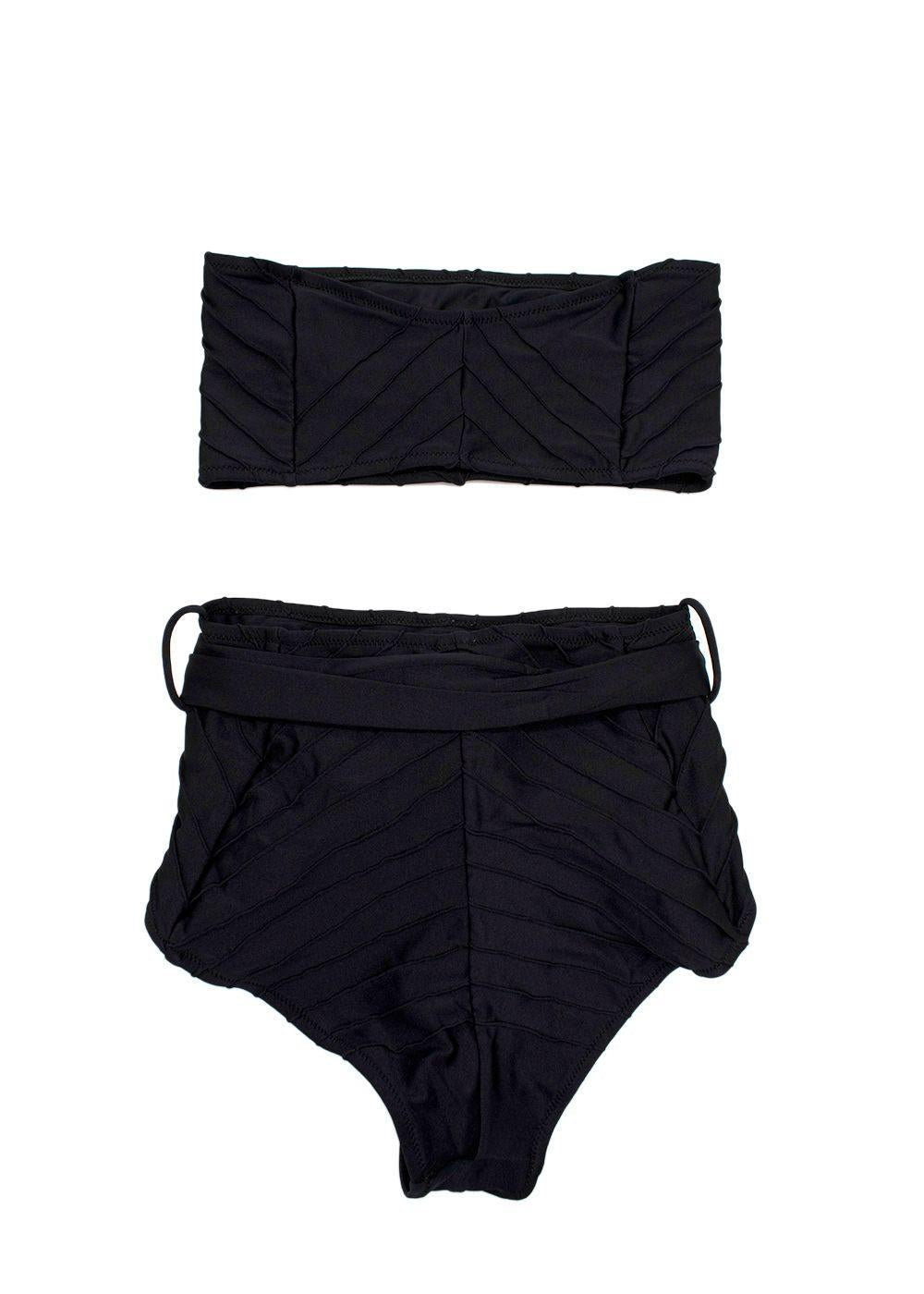 Shani Shemer Black High Waisted Bikini and Bandeau Set