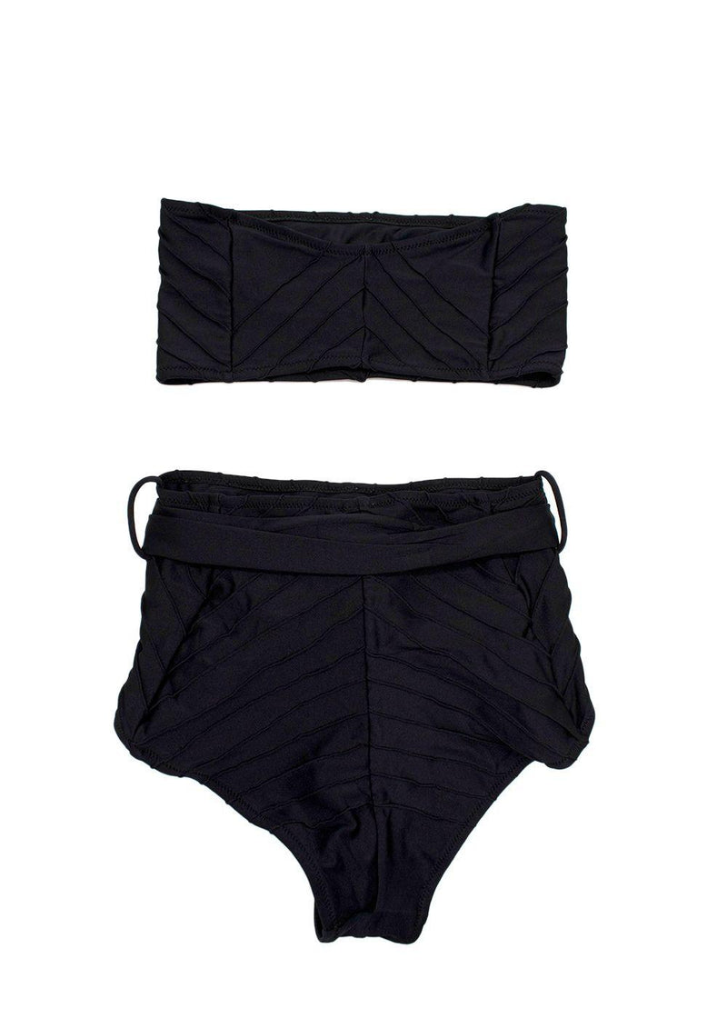 Shani Shemer Black High Waisted Bikini and Bandeau Set