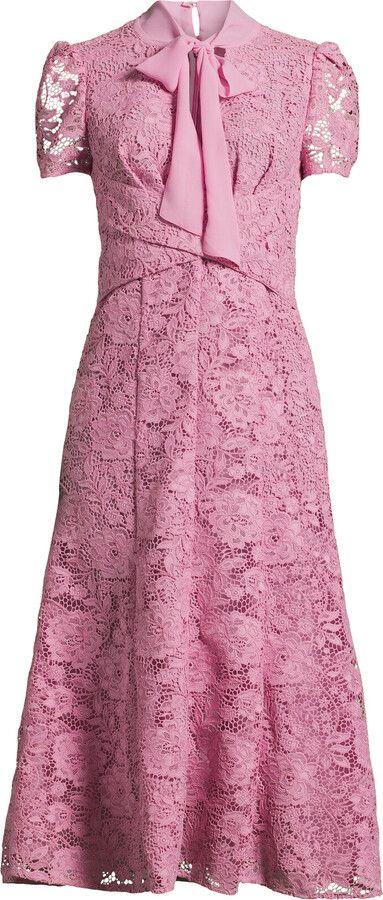BNWT Self Portrait Pink Cord Lace Crossover Midi Dress UK 8