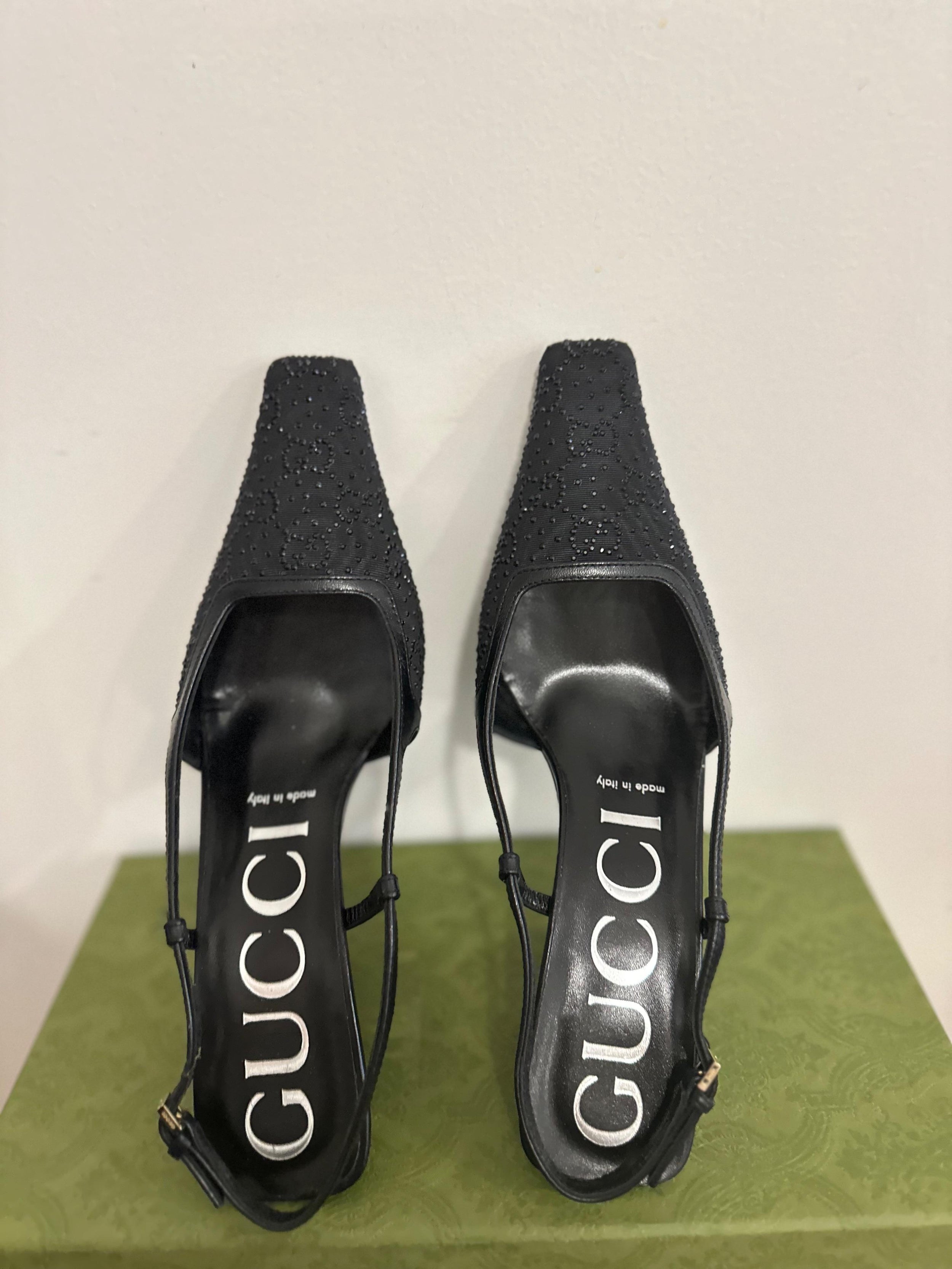 Gucci Crystal GG Slingback 75mm Pump