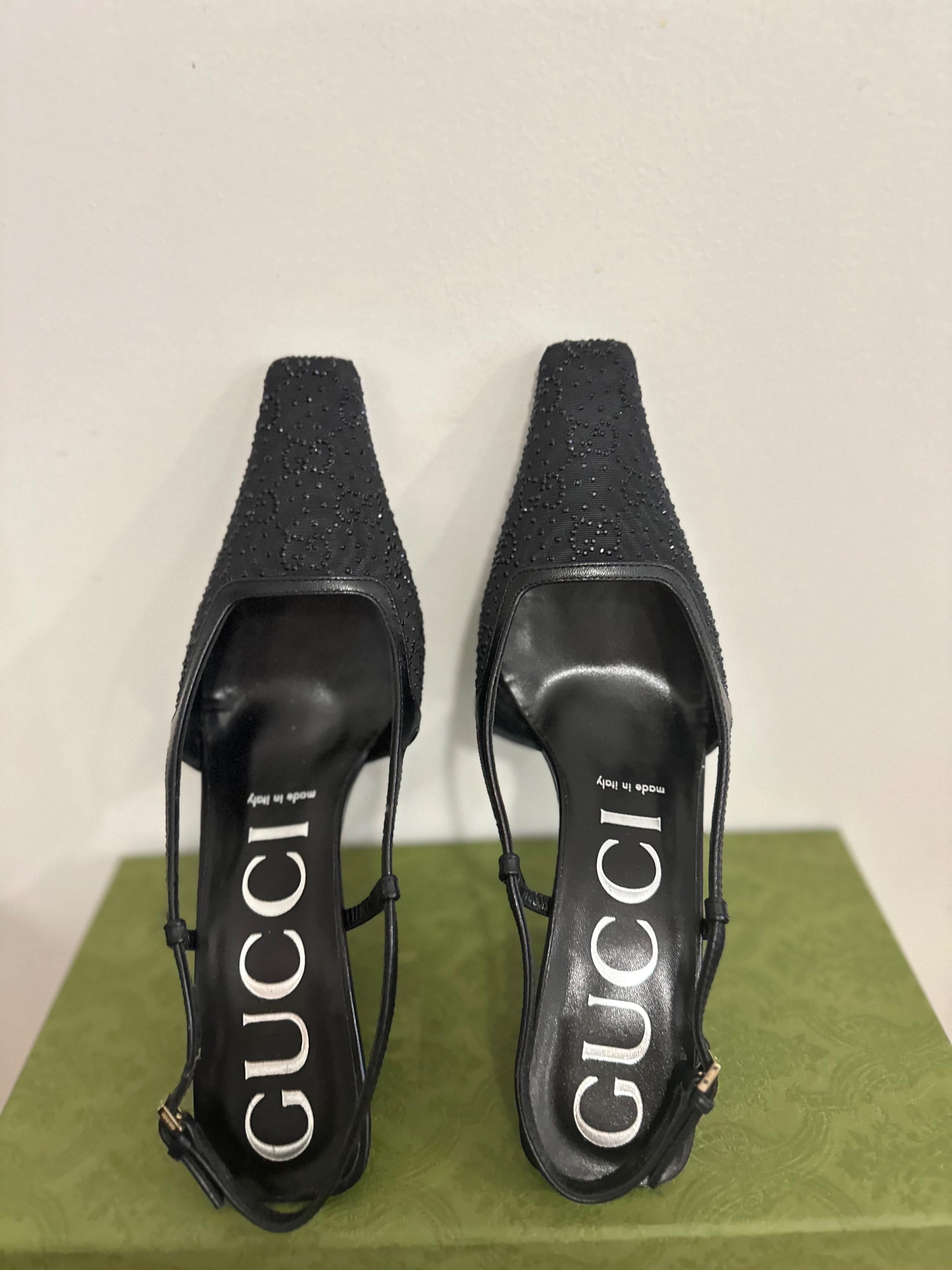 Gucci Crystal GG Slingback 75mm Pump