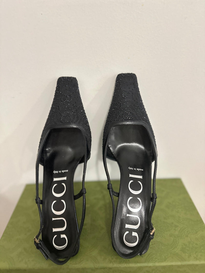 Gucci Crystal GG Slingback 75mm Pump