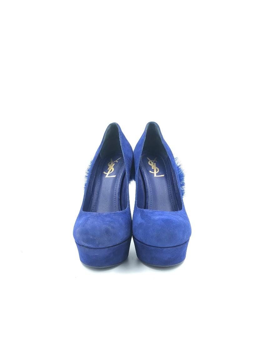 Yves Saint Laurent Palais Mohawk Blue Suede Pumps