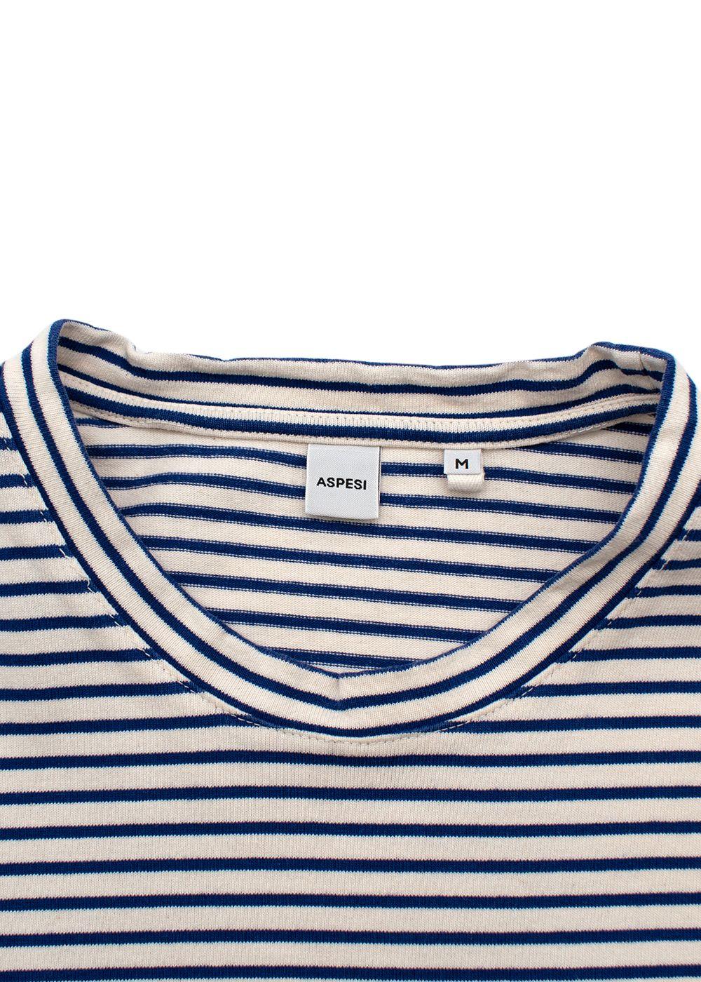 Blue/Beige Cotton Jersey T-Shirt