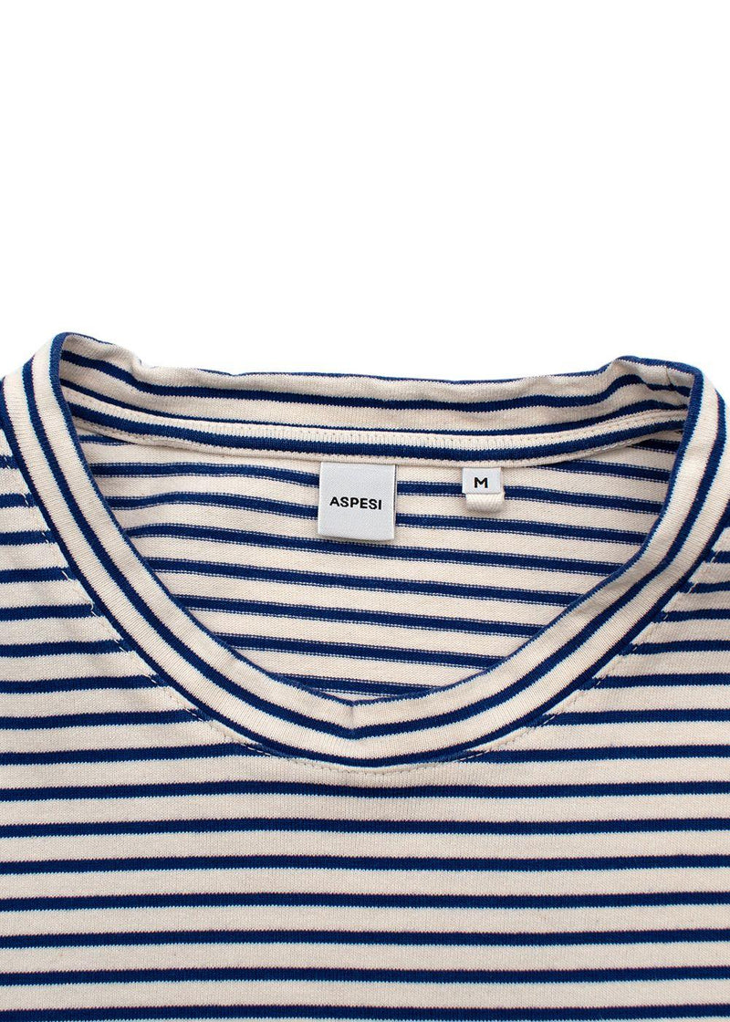 Blue/Beige Cotton Jersey T-Shirt