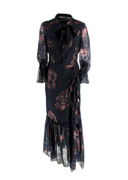 Roland Mouret Dana Cutout Metallic Fil Coupé Silk-blend Chiffon Dress