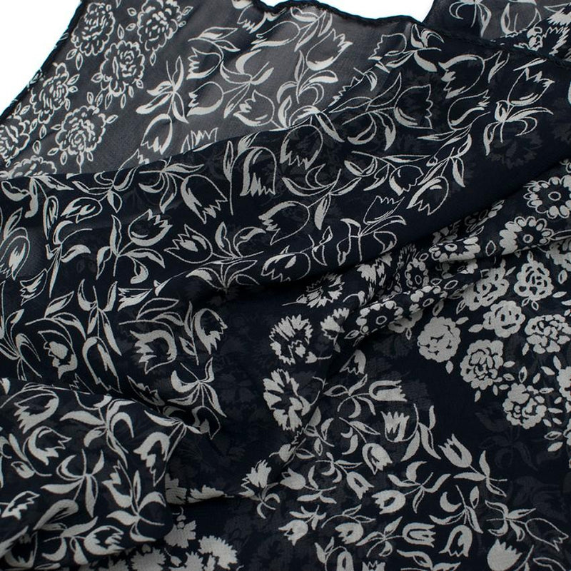Bespoke Navy Floral Patter Shawl