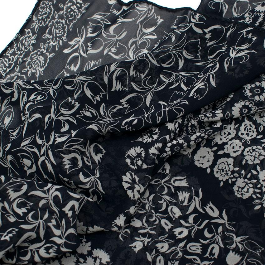 Bespoke Navy Floral Patter Shawl
