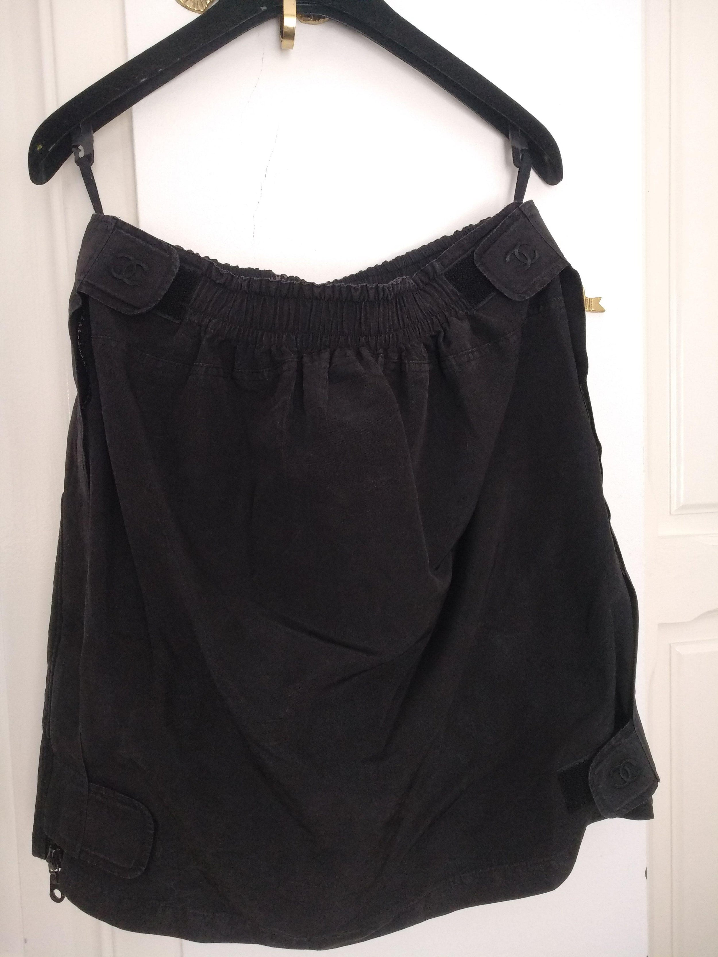 Quilted CC Logo Silk Skirt